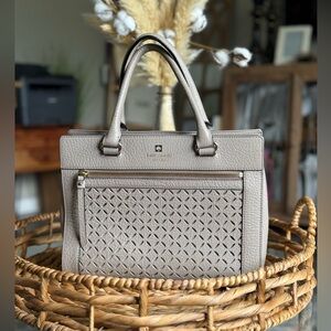 Kate Spade Perri Lane Romy Caberet Tan Satchel with Woven Detailing